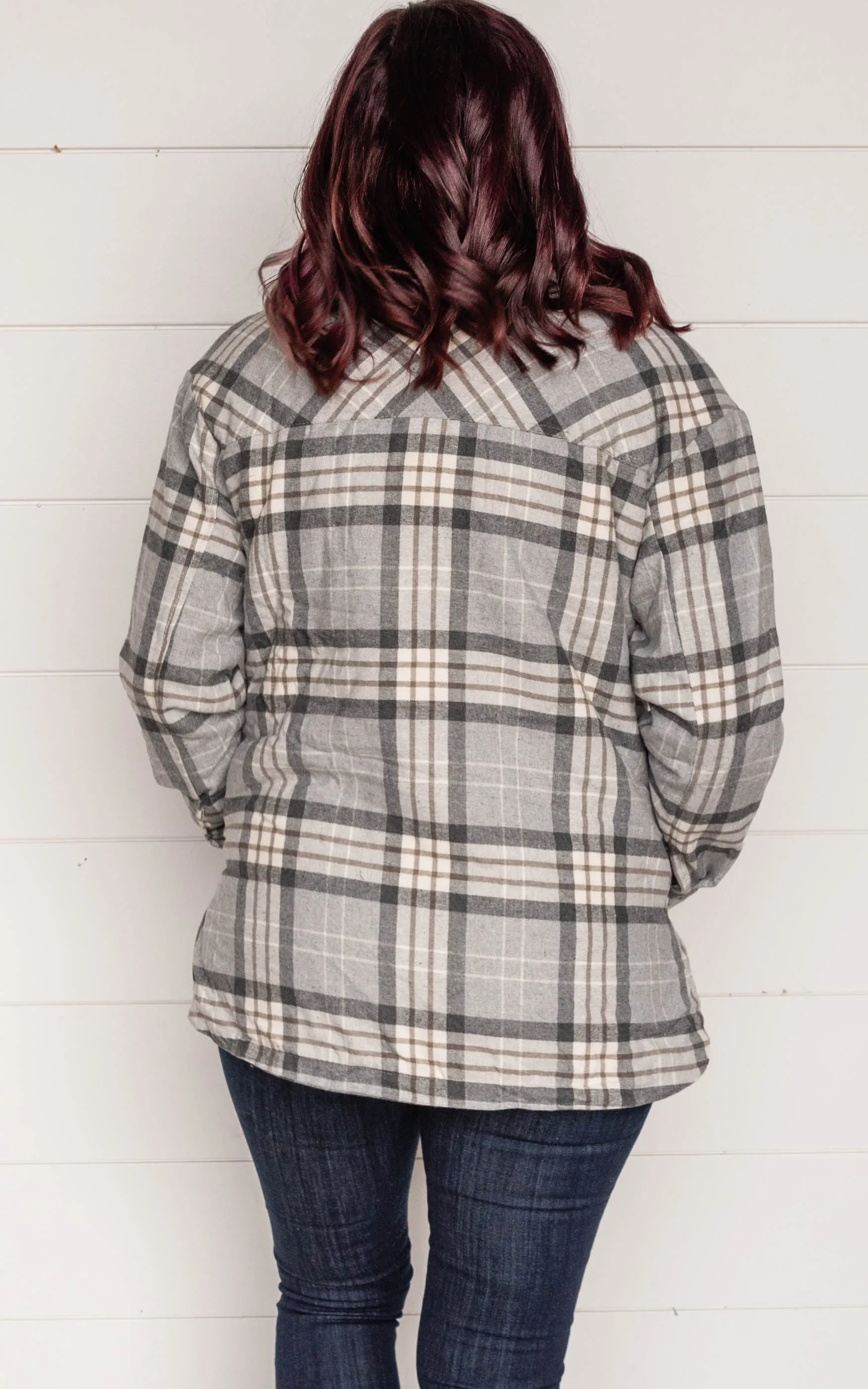 Grey Plaid Oversized Jacket