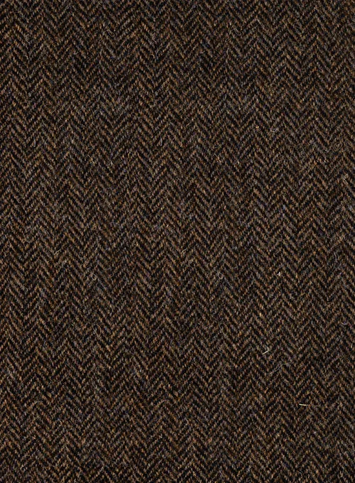 Harris Tweed Dark Brown Herringbone Pea Coat