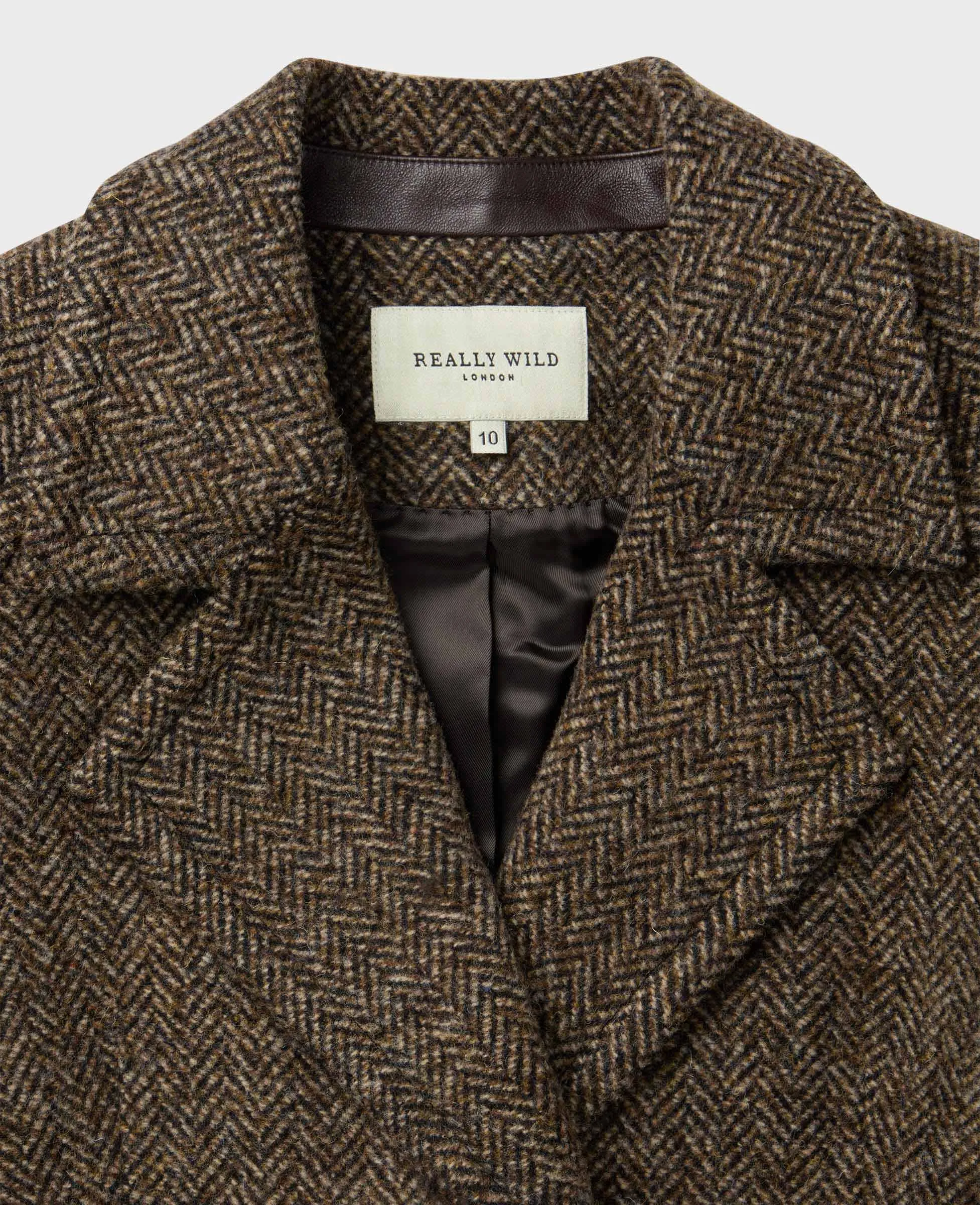 Hilliard Double Breasted Herringbone Tweed Coat