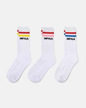 Impala Stripe Sock 3pk - White