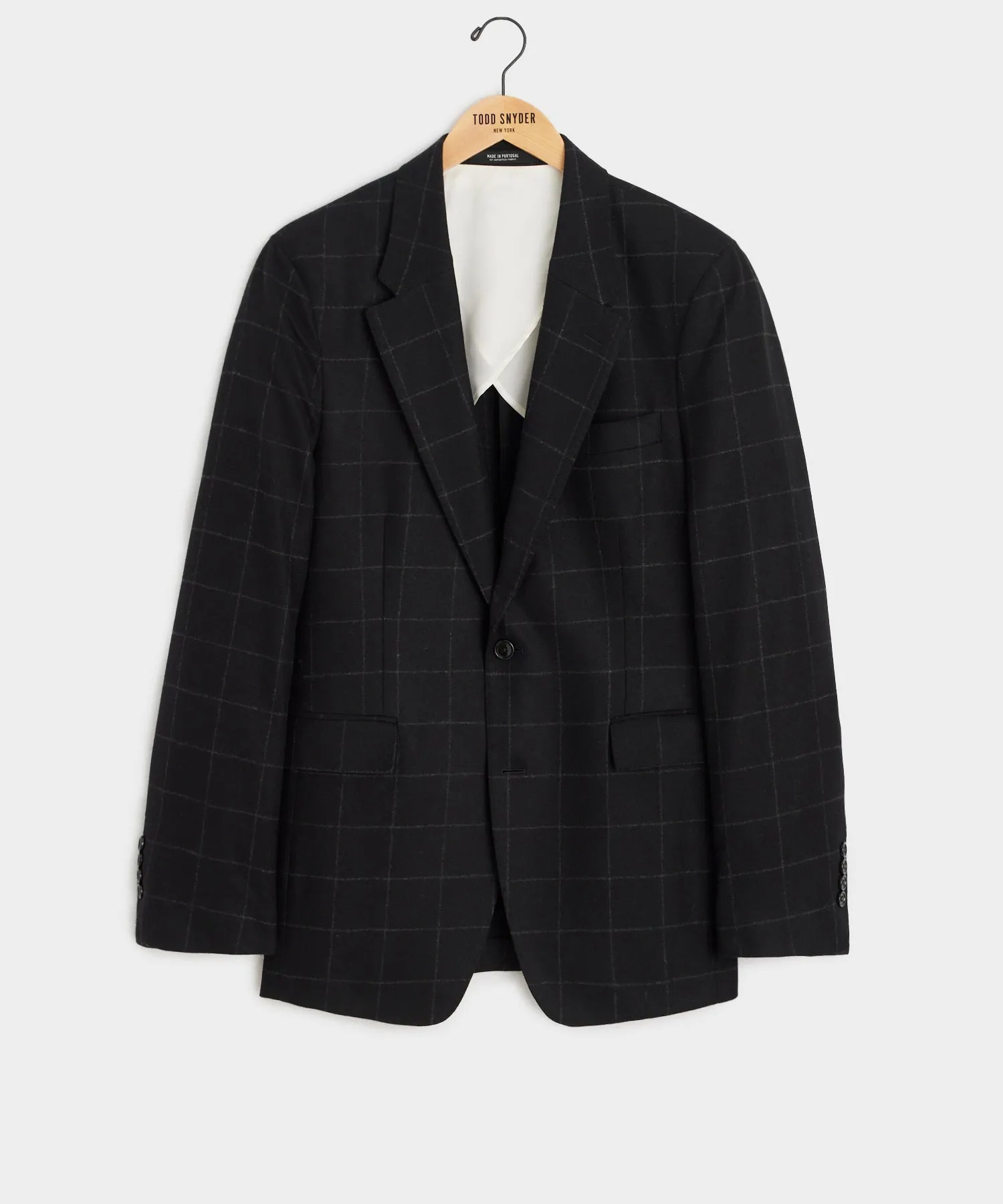 Italian Flannel Sutton Jacket in Black Windowpane