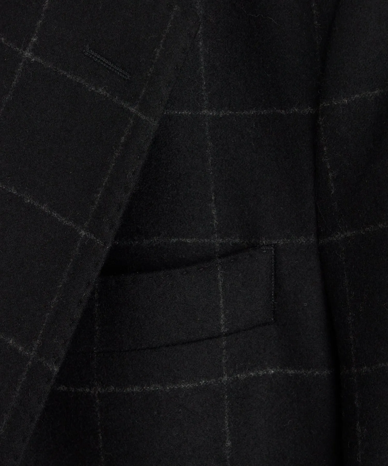 Italian Flannel Sutton Jacket in Black Windowpane