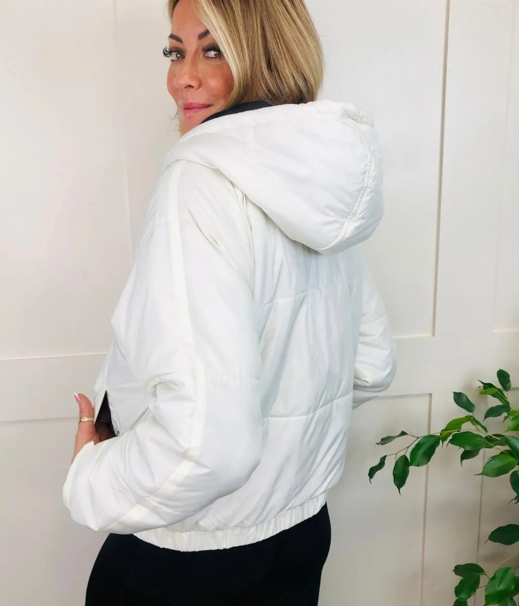 Ivory Raglan Puffer Jacket