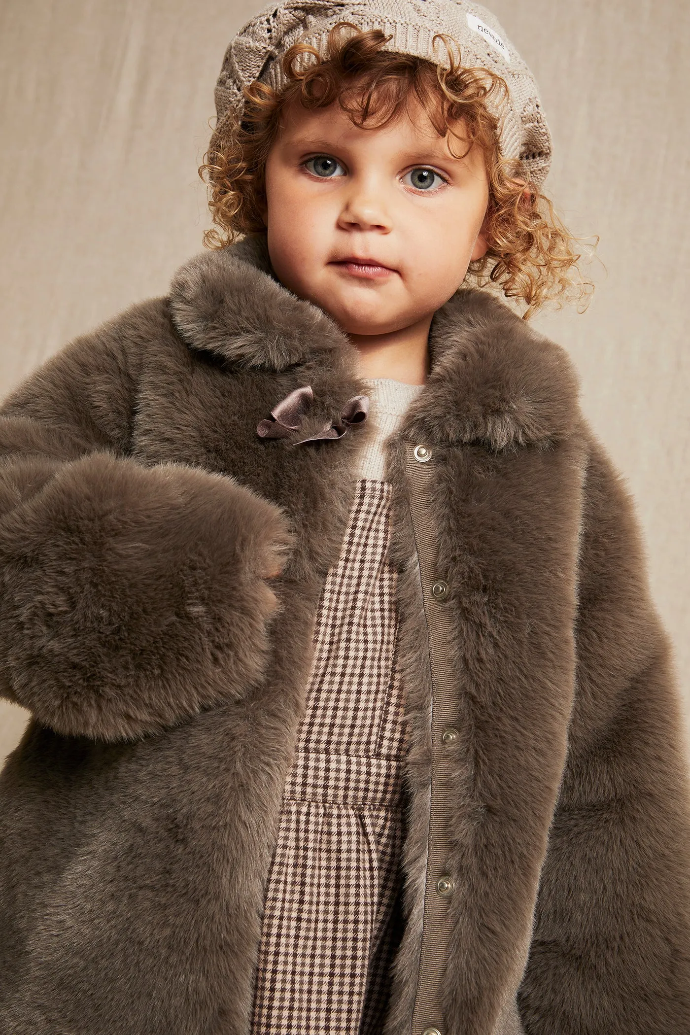 Kids' brown faux fur jacket