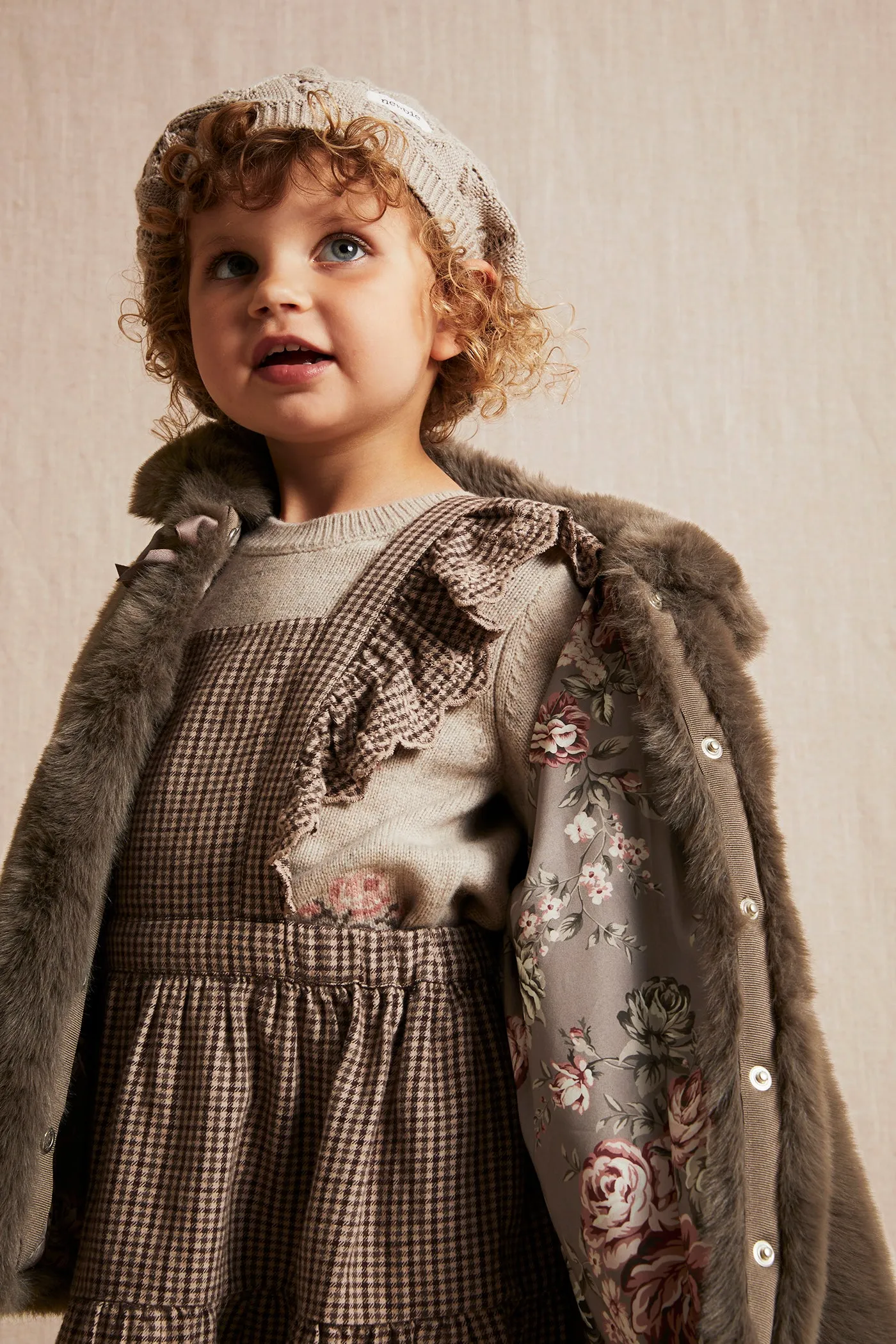 Kids' brown faux fur jacket