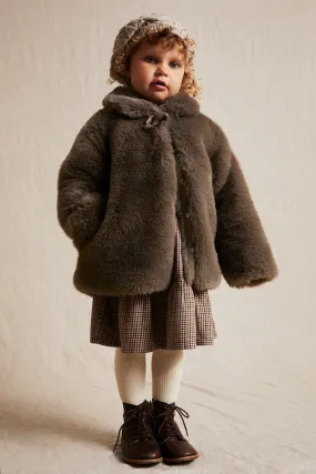 Kids' brown faux fur jacket