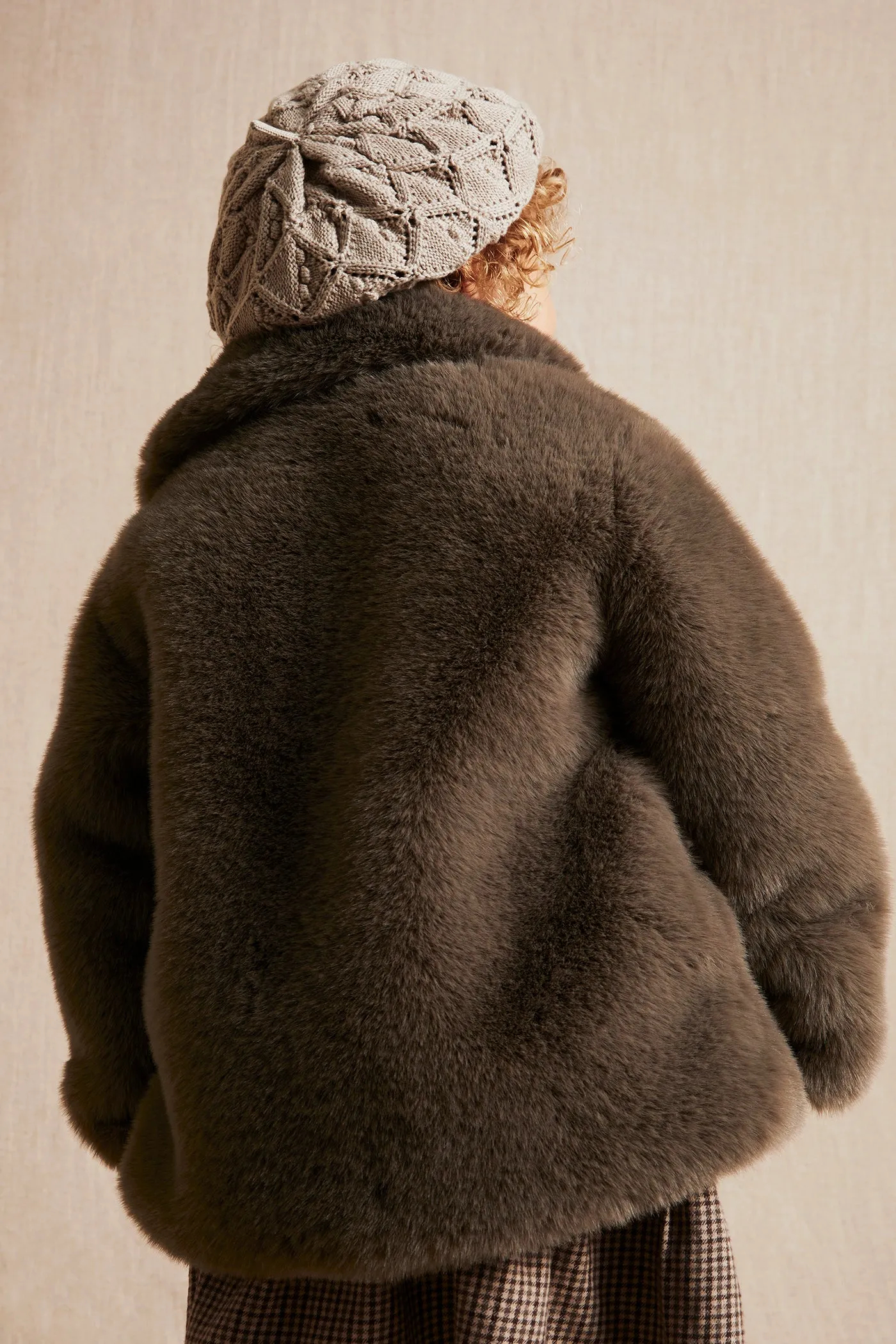 Kids' brown faux fur jacket