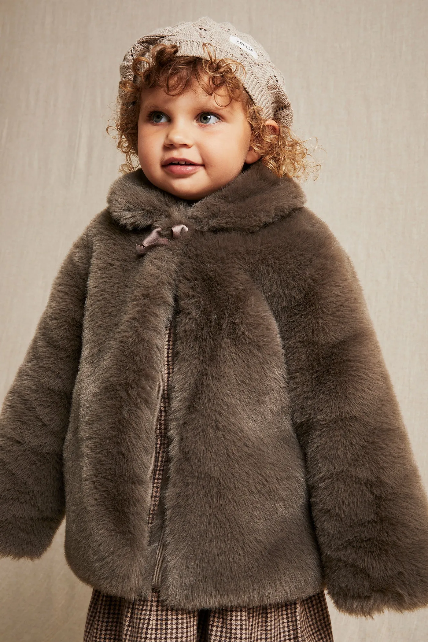 Kids' brown faux fur jacket