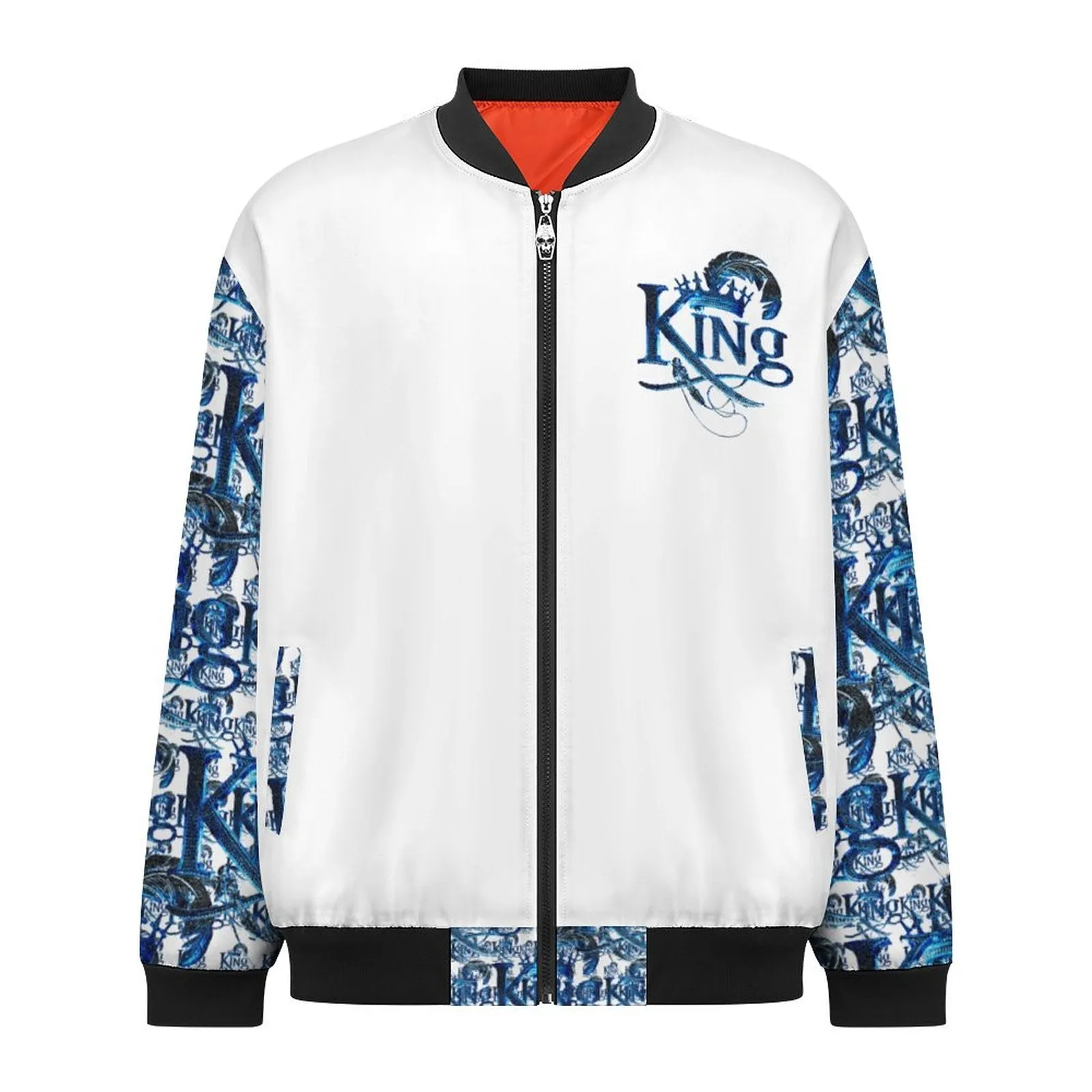 KING 02-01 White Men's Designer Bomber Jacket