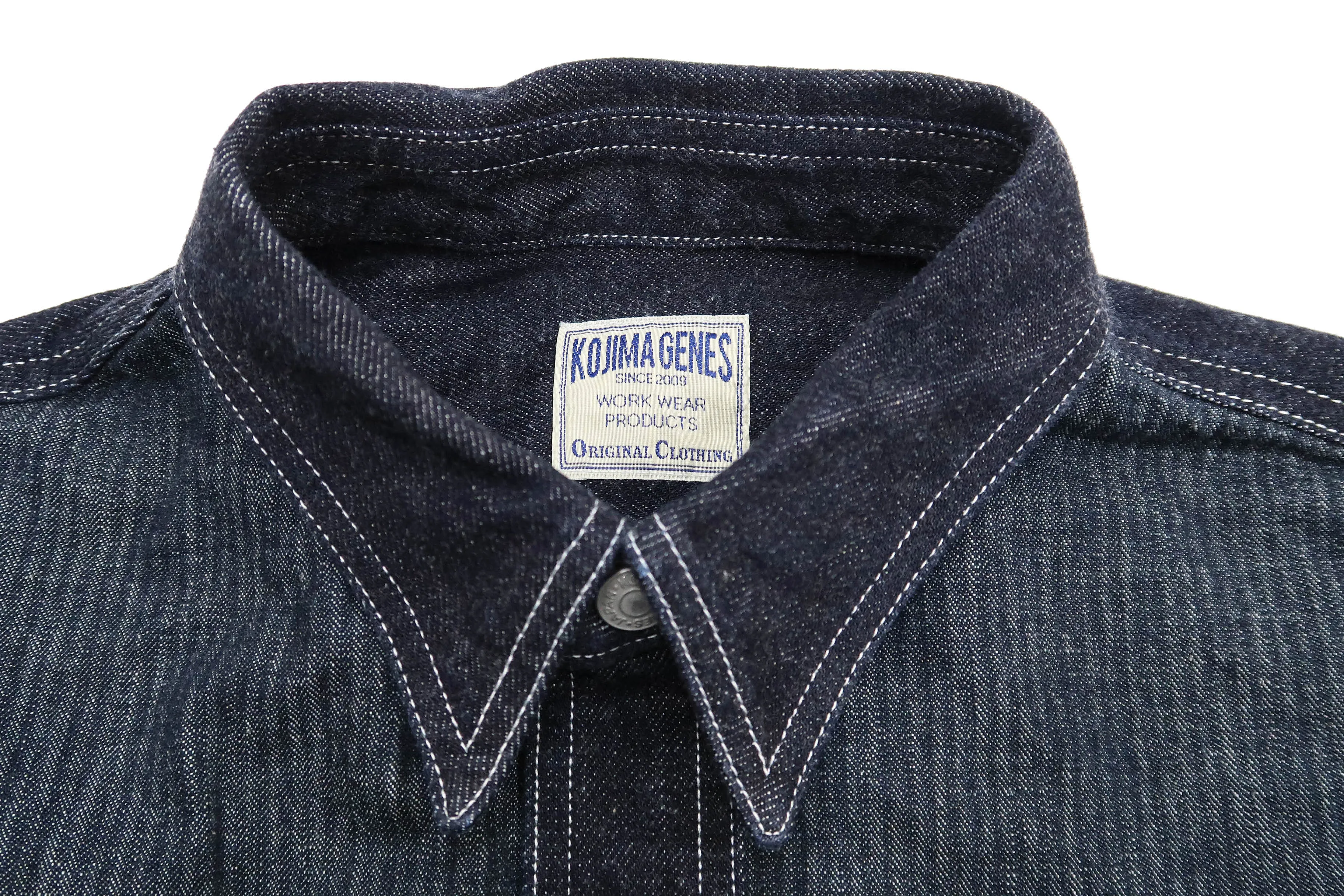 Kojima Genes Mixed Panel Shirt Men's Denim x Herringbone Long Sleeve Two Tone Button Up Shirt rnb282S RNB-282S Indigo