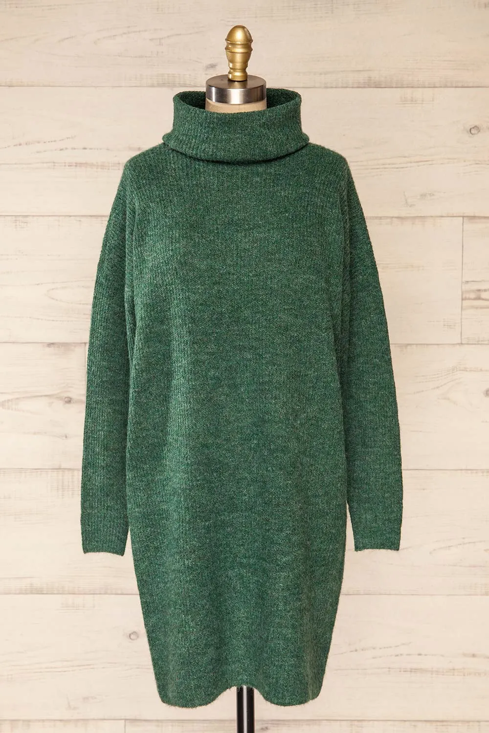 Koror Green | Knit Turtleneck Sweater Dress