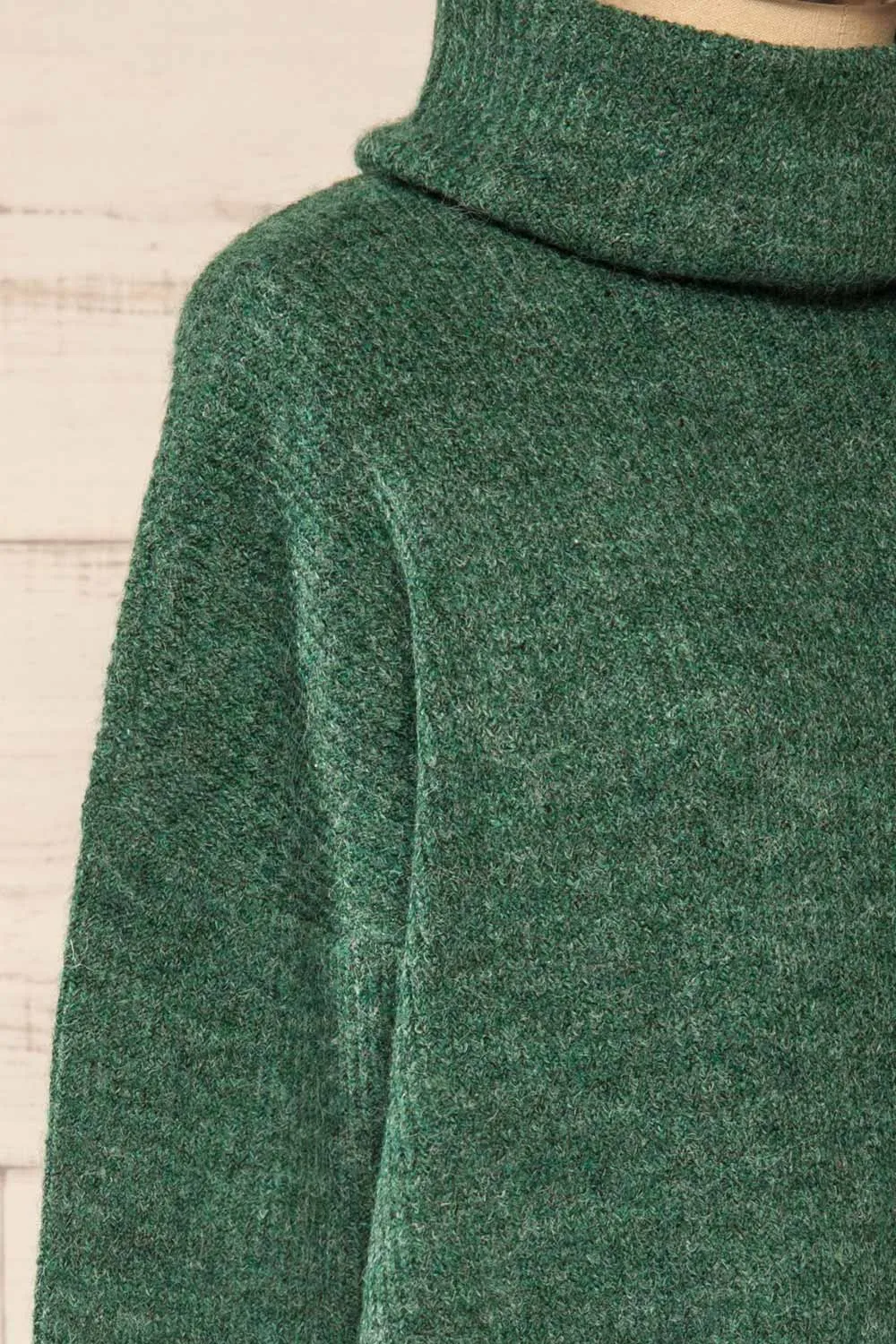 Koror Green | Knit Turtleneck Sweater Dress