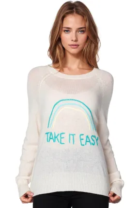 Life is Good | Cashmere Crewneck | Take it Easy Embroidery Sweater