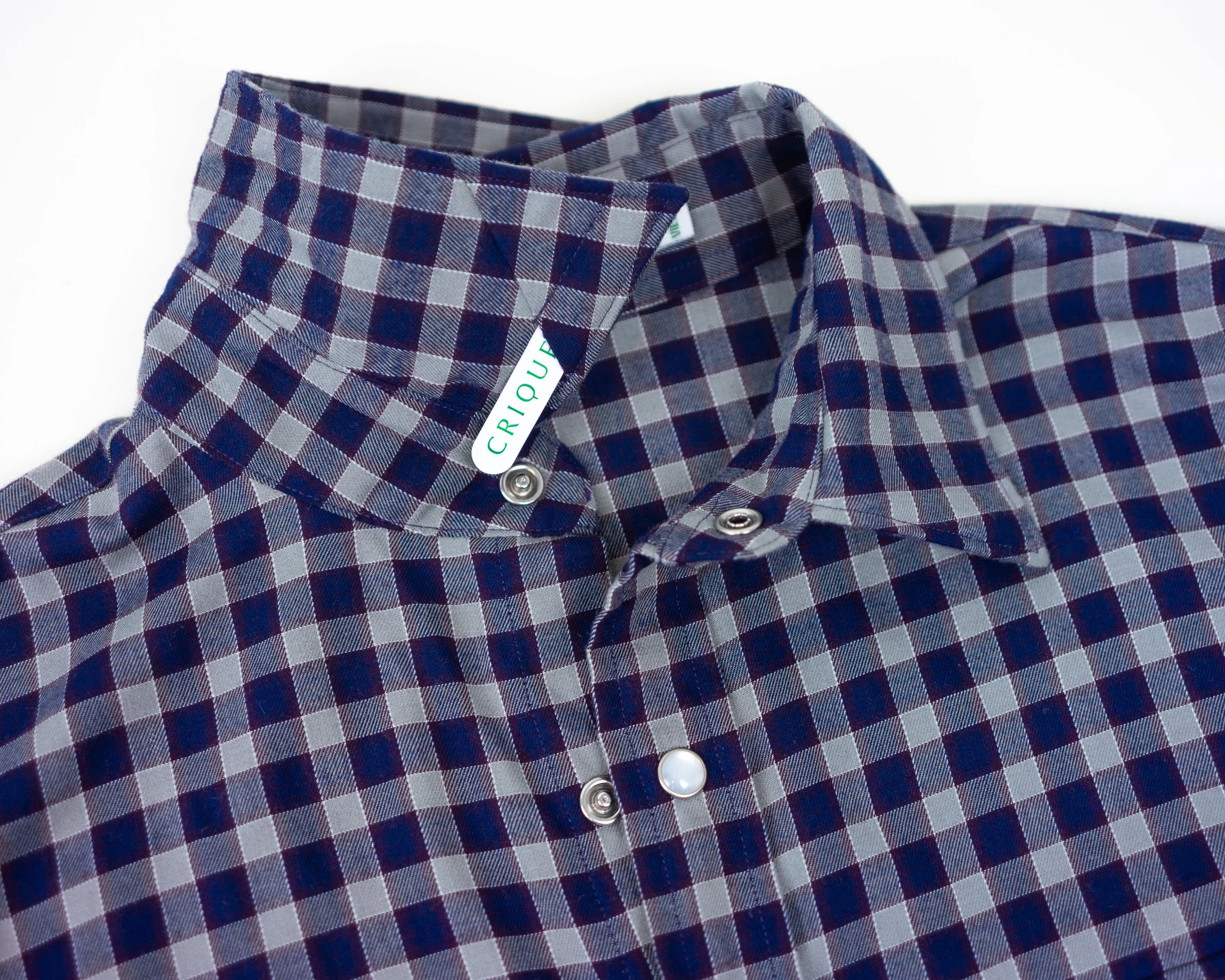 Lightweight Flannel Pearl Snap - Navy Check