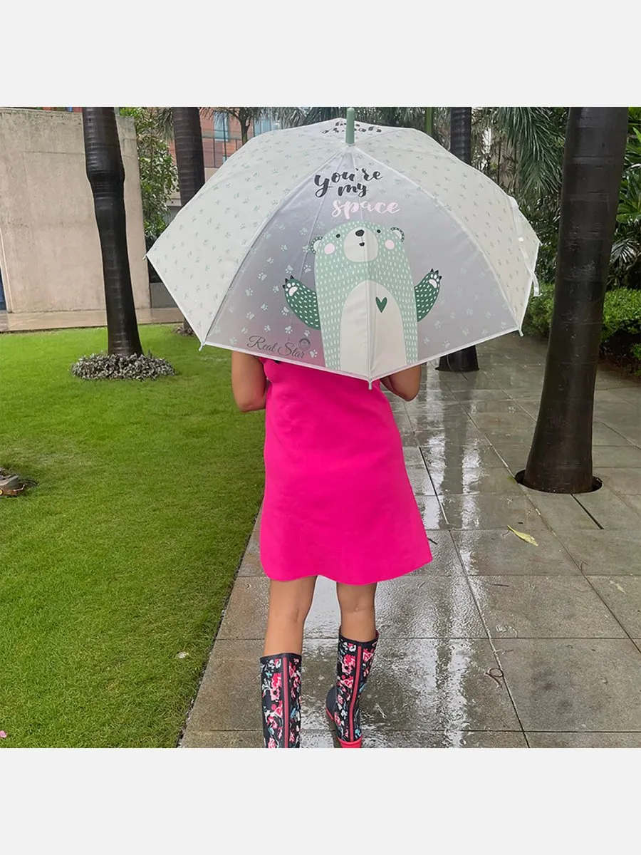 Little Surprise Box Translucent Kelly-Jo all over teddy paws Rain and All-season Umbrella for Kids & Adults.