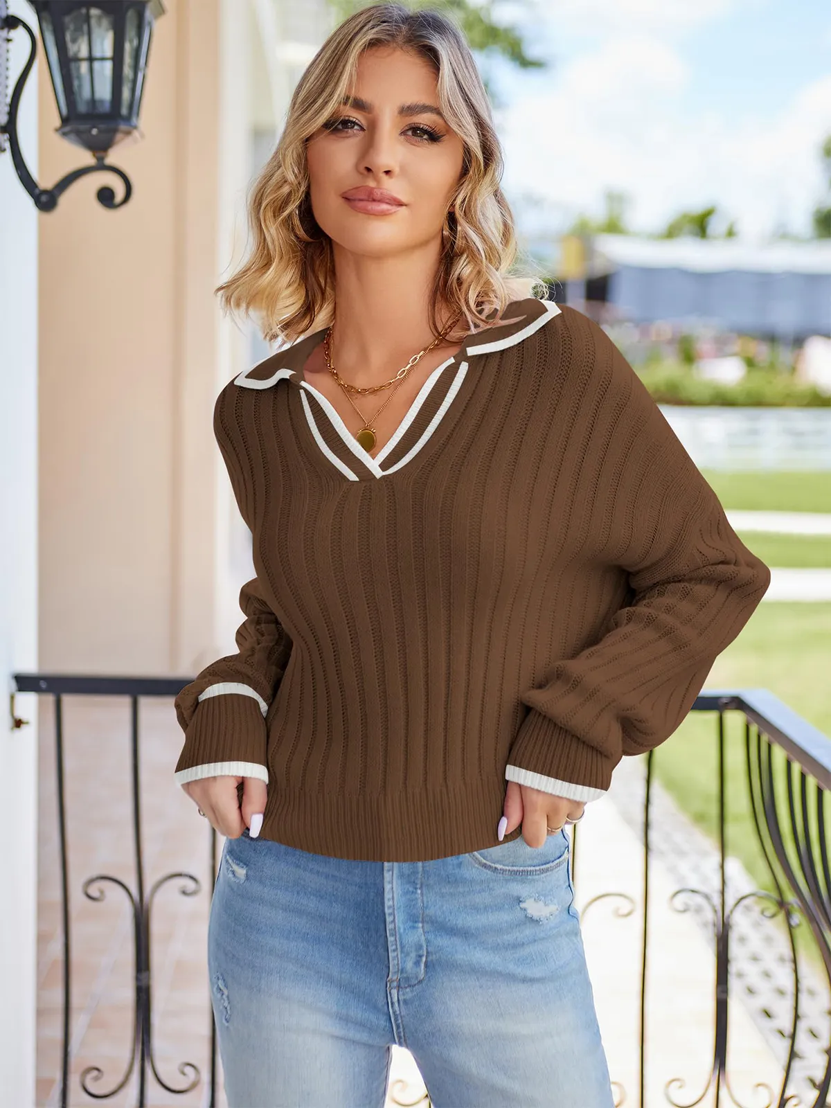 Long Sleeve Polo Neck Sweater