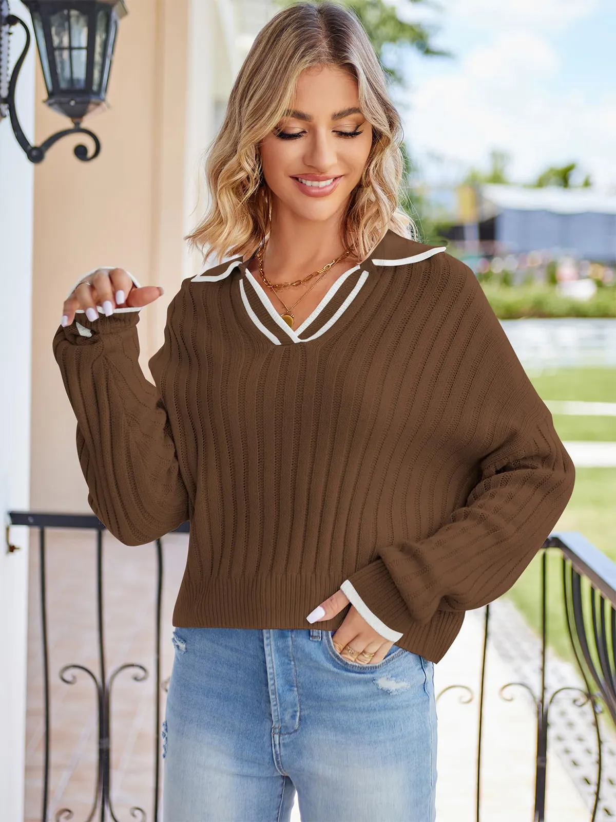 Long Sleeve Polo Neck Sweater