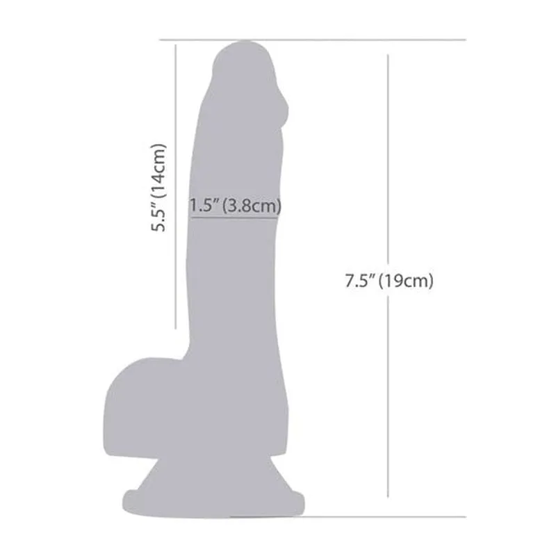 Luke 7.5in Glow in the Dark Dildo with Balls Blue