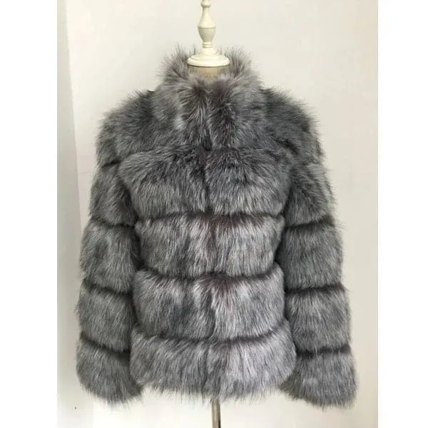 Luxury Faux Fox Fur Coat