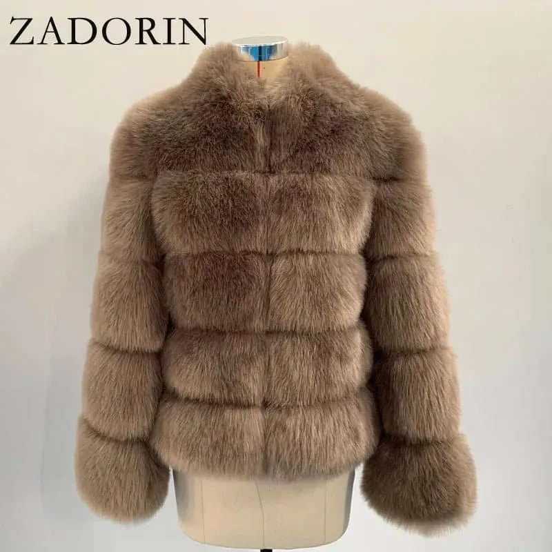 Luxury Faux Fox Fur Coat