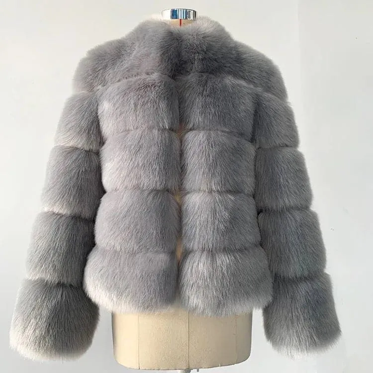 Luxury Faux Fox Fur Coat