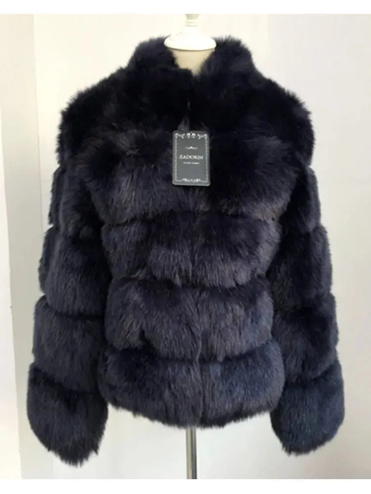 Luxury Faux Fox Fur Coat