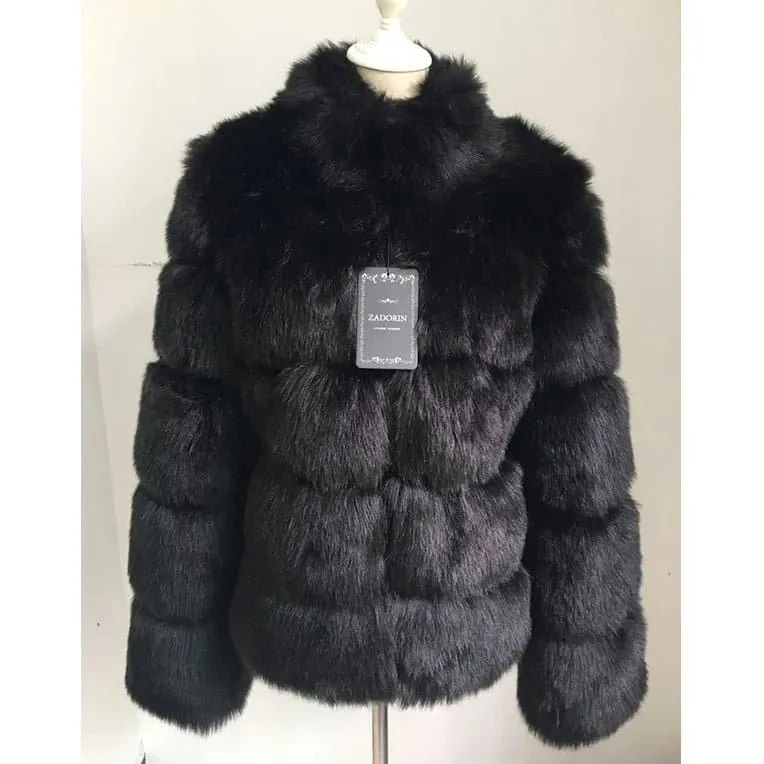 Luxury Faux Fox Fur Coat