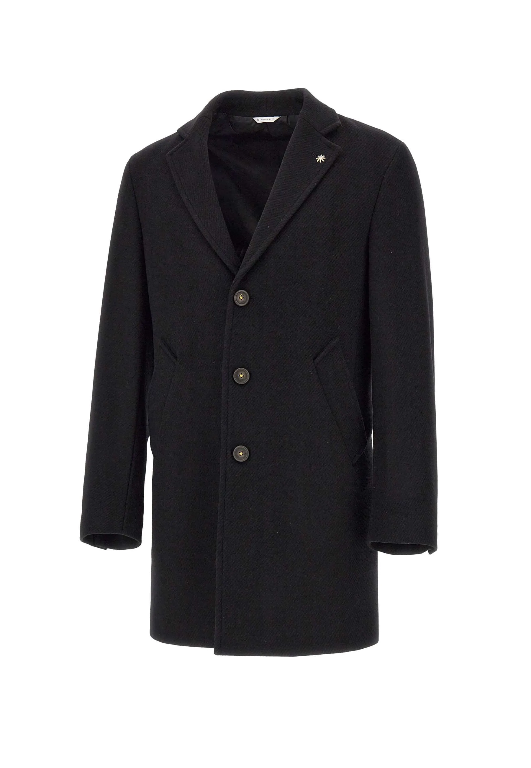 Men's Black Wool Blend Coat