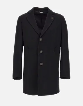 Men's Black Wool Blend Coat