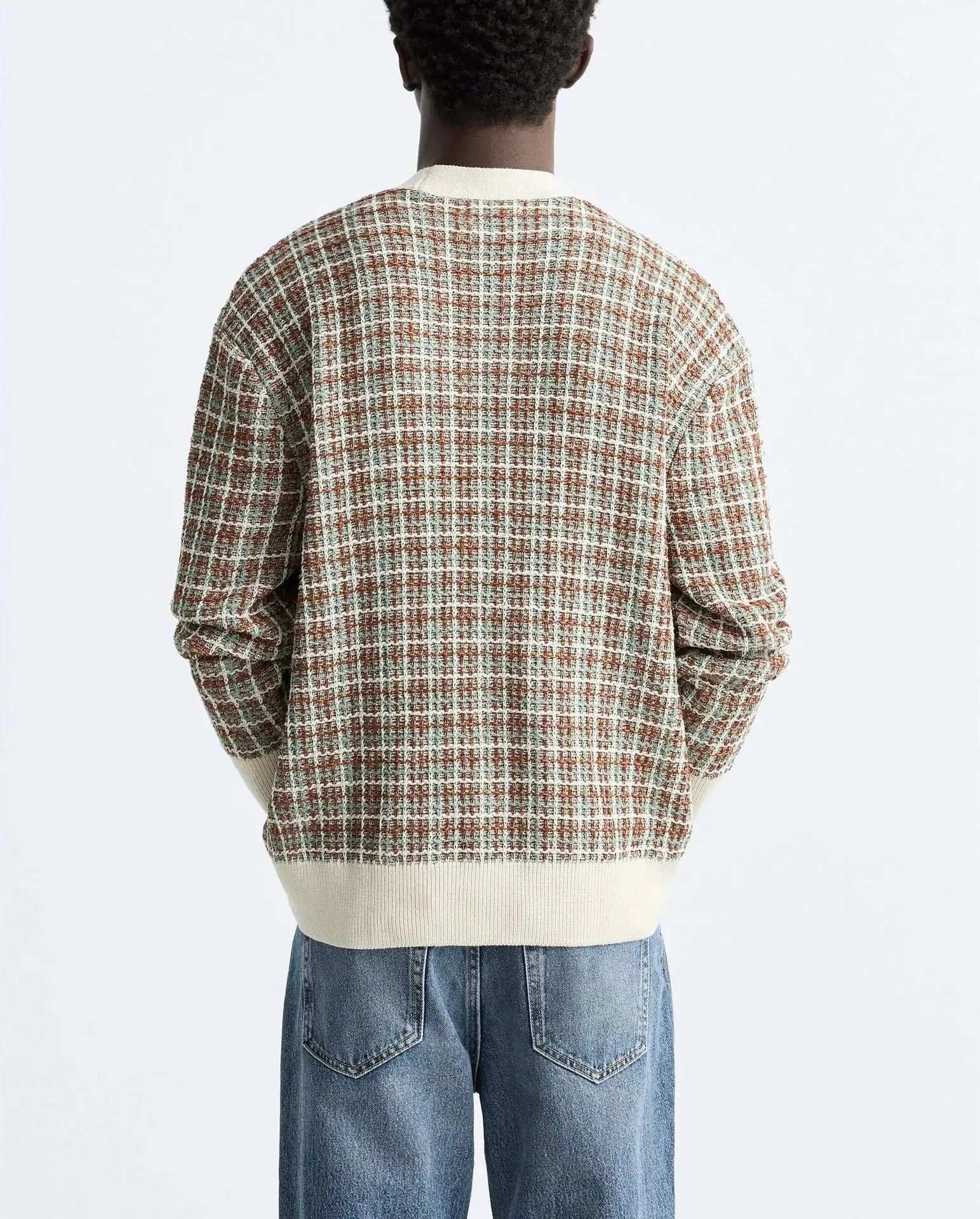 Men's Plaid Knit Slim-Fit Sweater