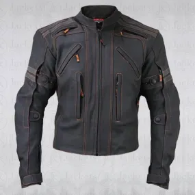 Men's 'Street' Motorcycle Matte Black Leather Armored Jacket