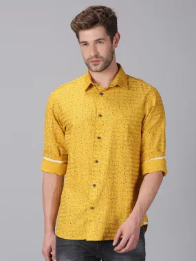 MEN'S YELLOW PRINT SLIM FIT SHIRT