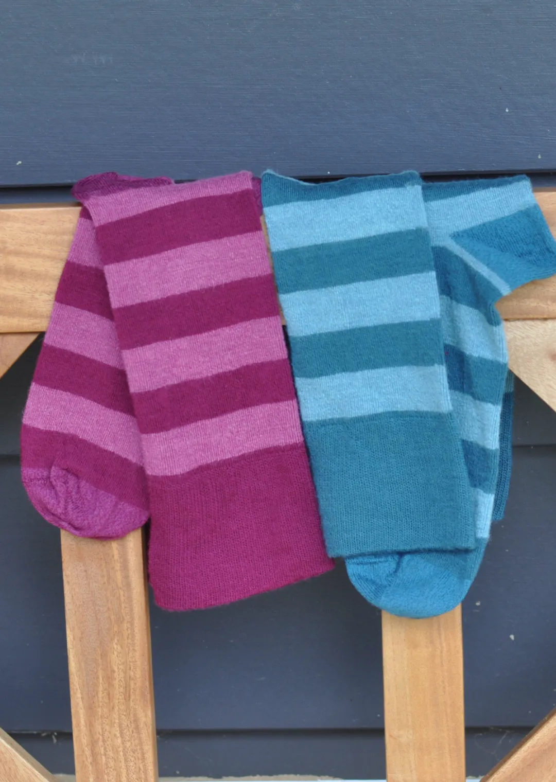 Merino and Alpaca Blend Striped Socks in Berry - Aussie Made