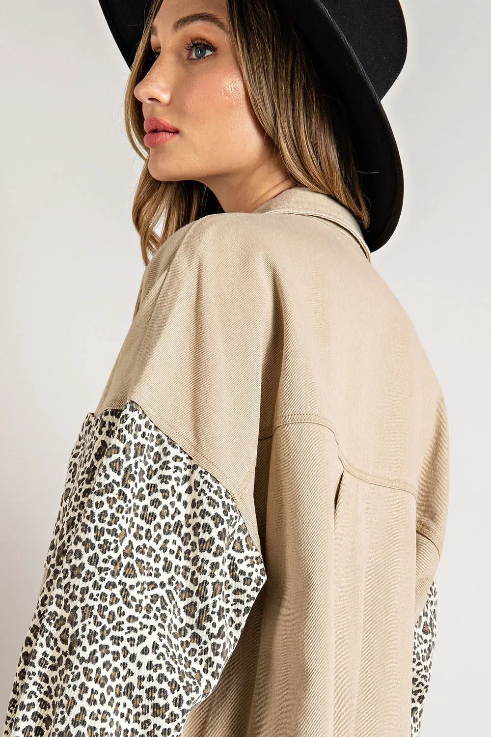 Mineral Washed Leopard Print Jacket