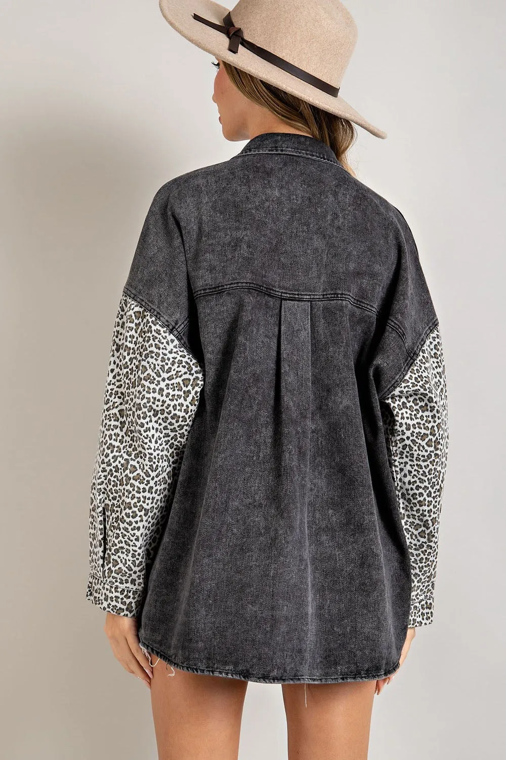 Mineral Washed Leopard Print Jacket