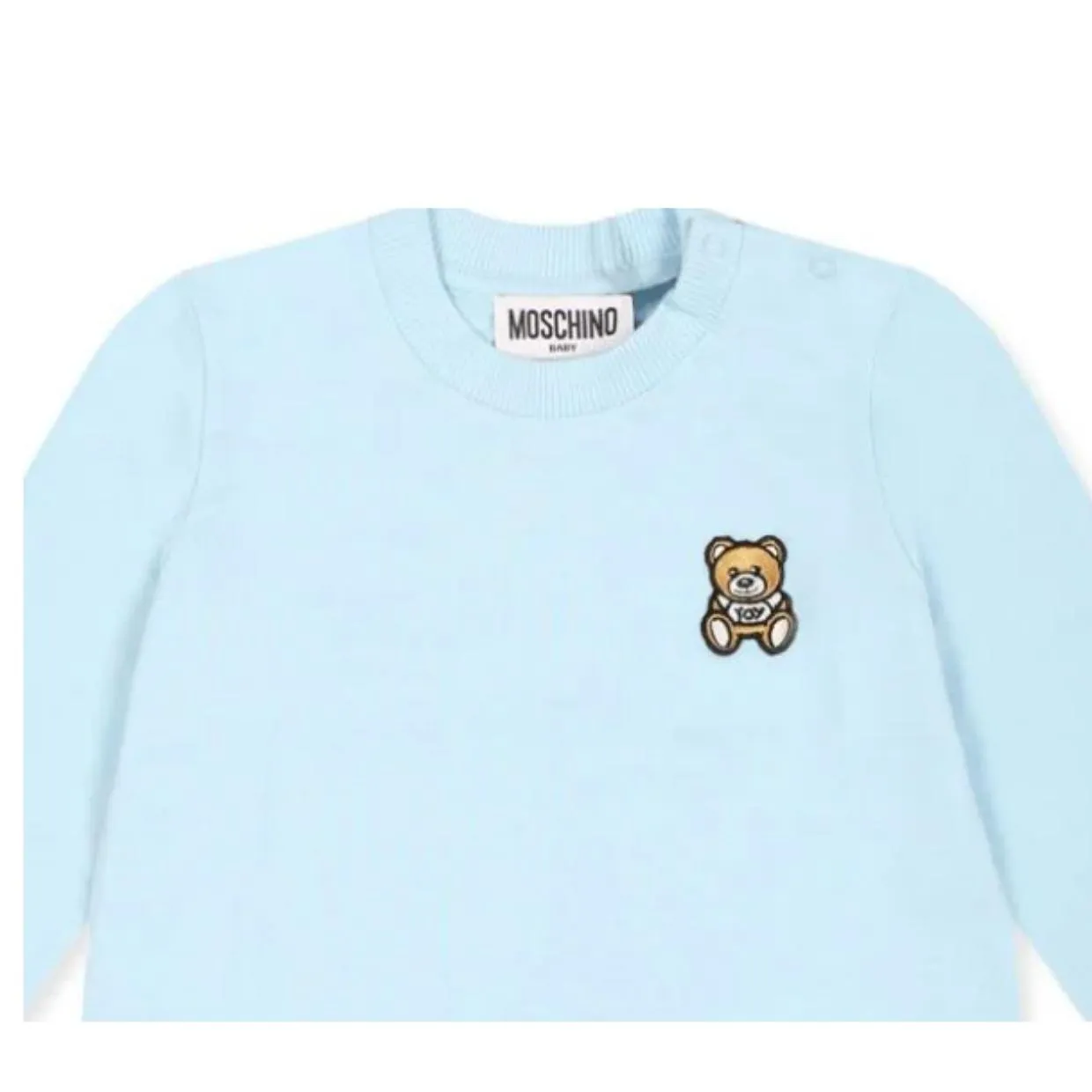 Moschino Baby Teddy Bear Patch Logo Blue T-Shirt