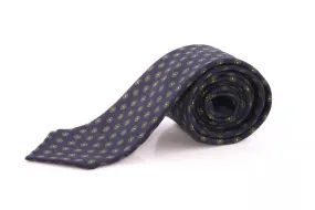 Navy Blue Geometric Wool Challis Tie