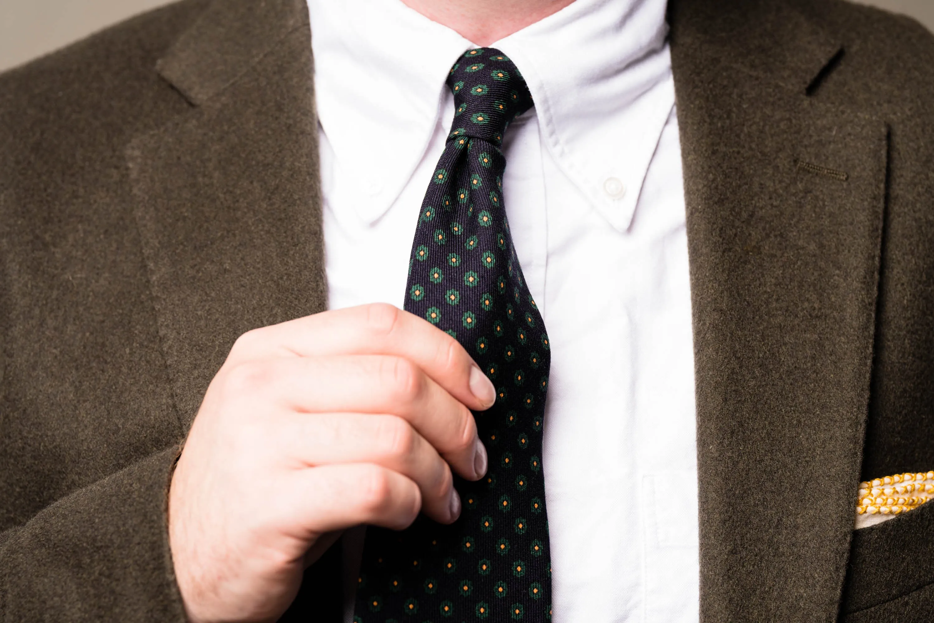 Navy Blue Geometric Wool Challis Tie