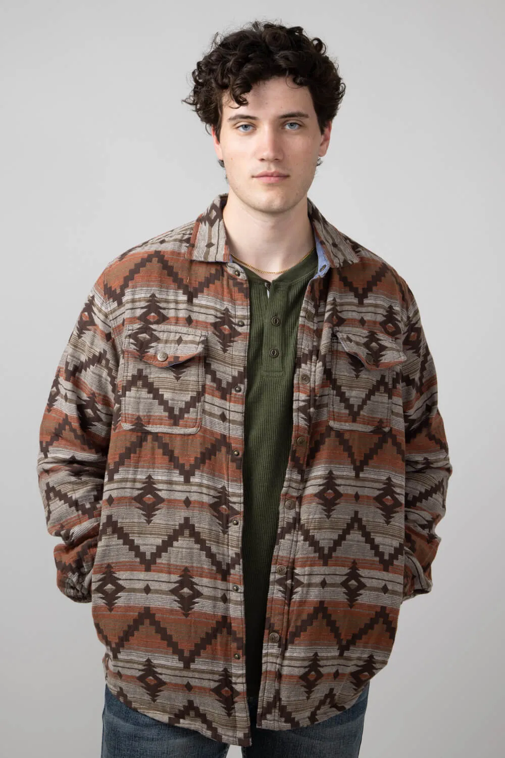 North River Aztec Shirt Jacket for Men in Bracken Brown | NRM8066-BRACKEN