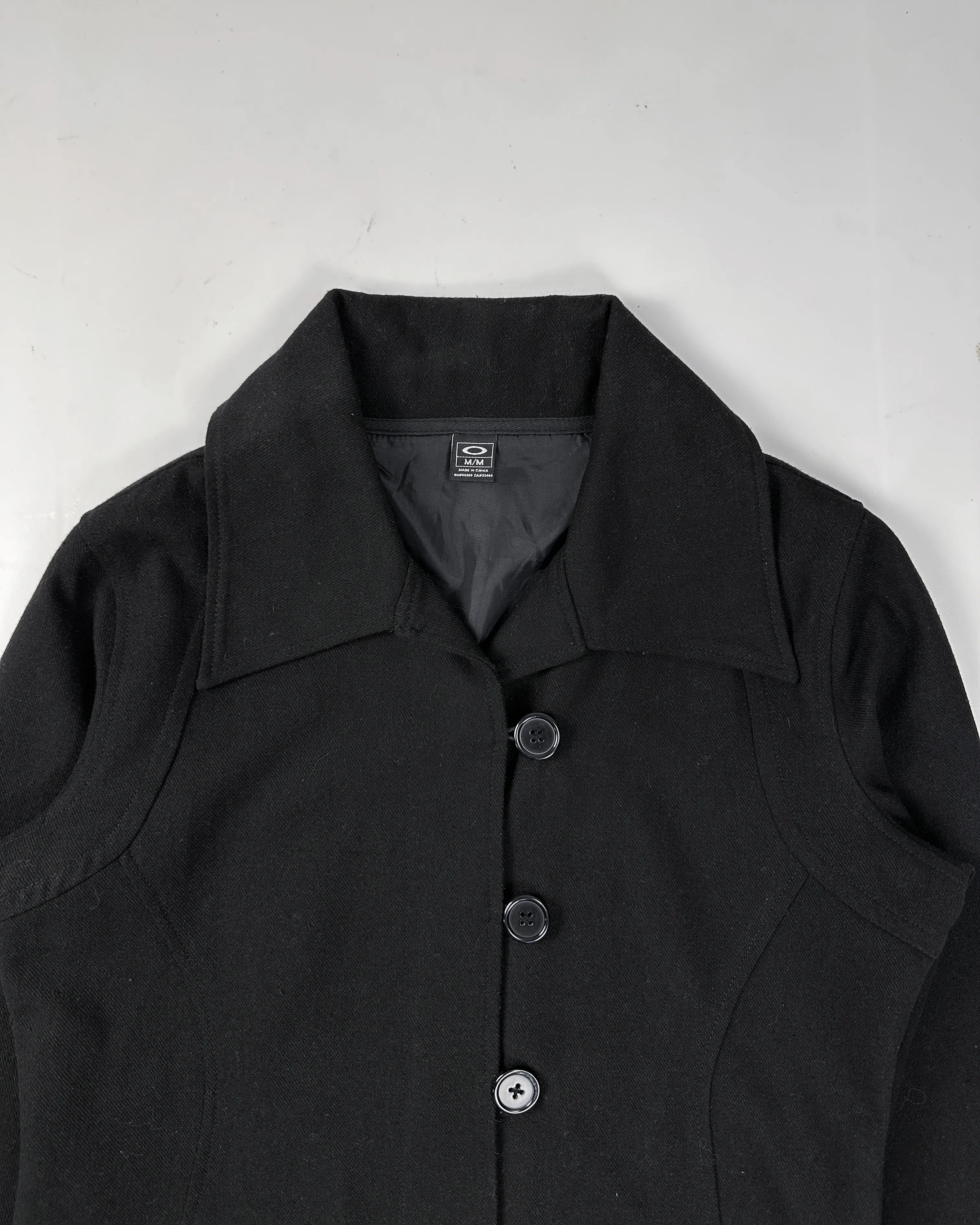 Oakley Wool 3-Button Black Logo Coat 2000's