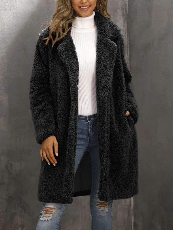 Open Front Faux Fur Coat