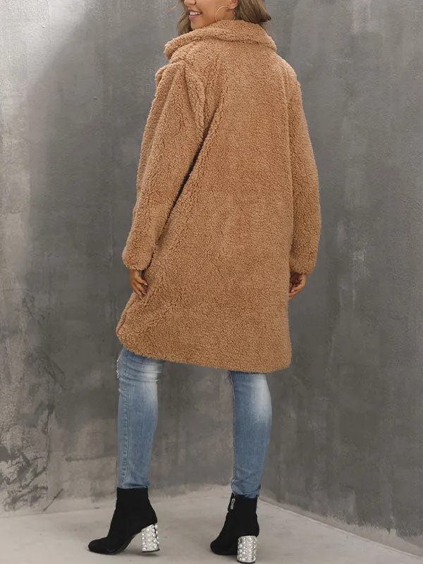 Open Front Faux Fur Coat