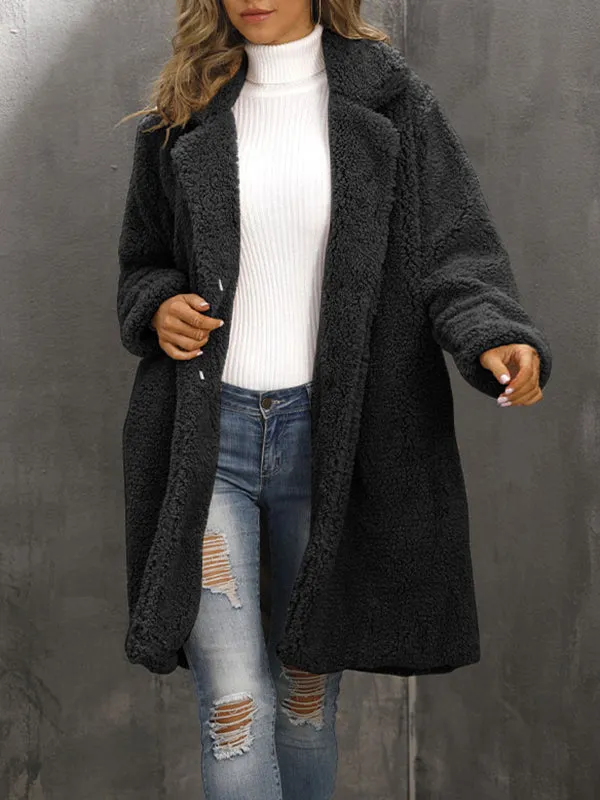 Open Front Faux Fur Coat