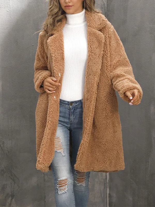 Open Front Faux Fur Coat