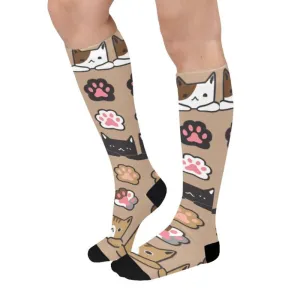 Oscar Over The Calf Unisex Cat Socks Cute Cat Print Cat Lover Gifts