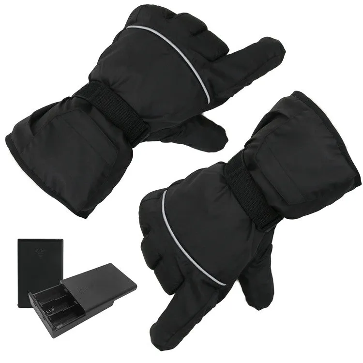 Outdoor Sports Ski Heated Warm Touchable Gloves, Color: Black