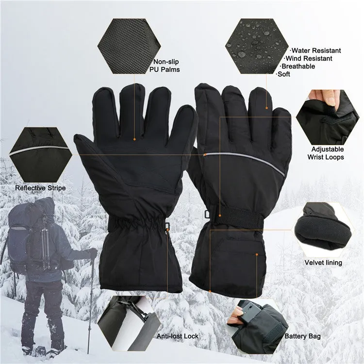 Outdoor Sports Ski Heated Warm Touchable Gloves, Color: Black