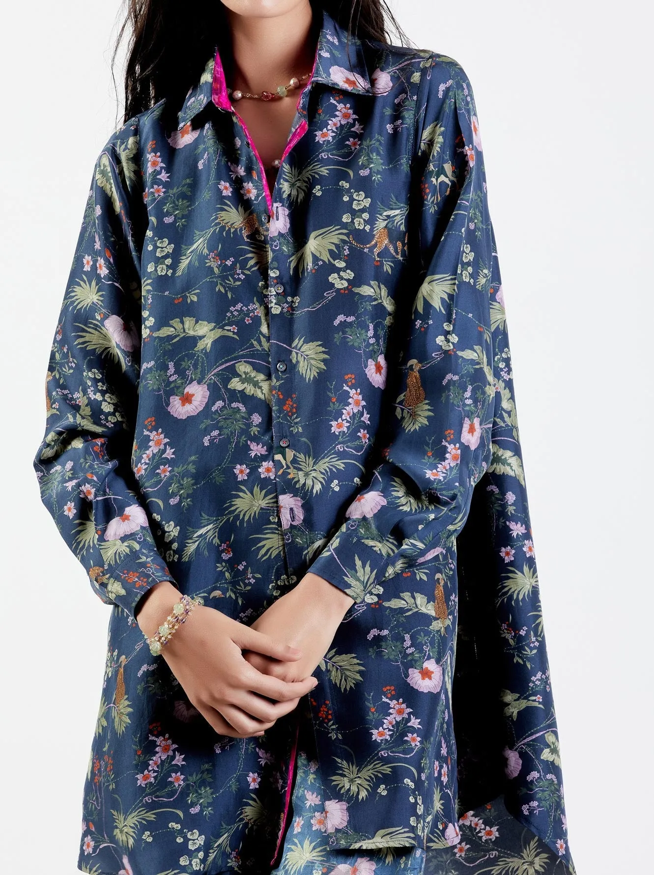 Oversized Shirt Silk Twill Midnight