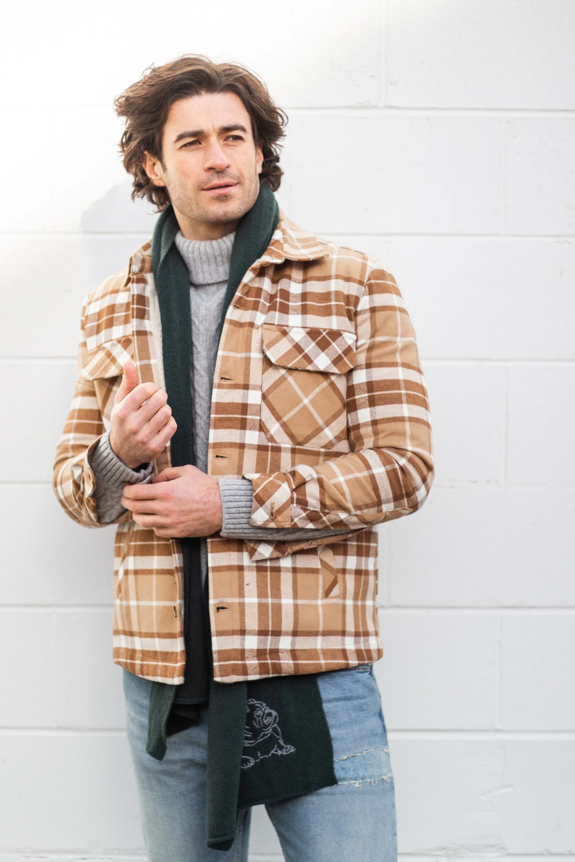 Ozarks Beige Plaid Sherpa Jacket