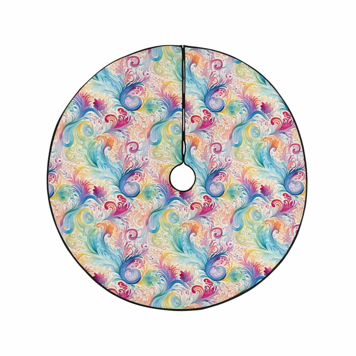 Pastel Rainbow Paisley  Christmas Tree Skirt